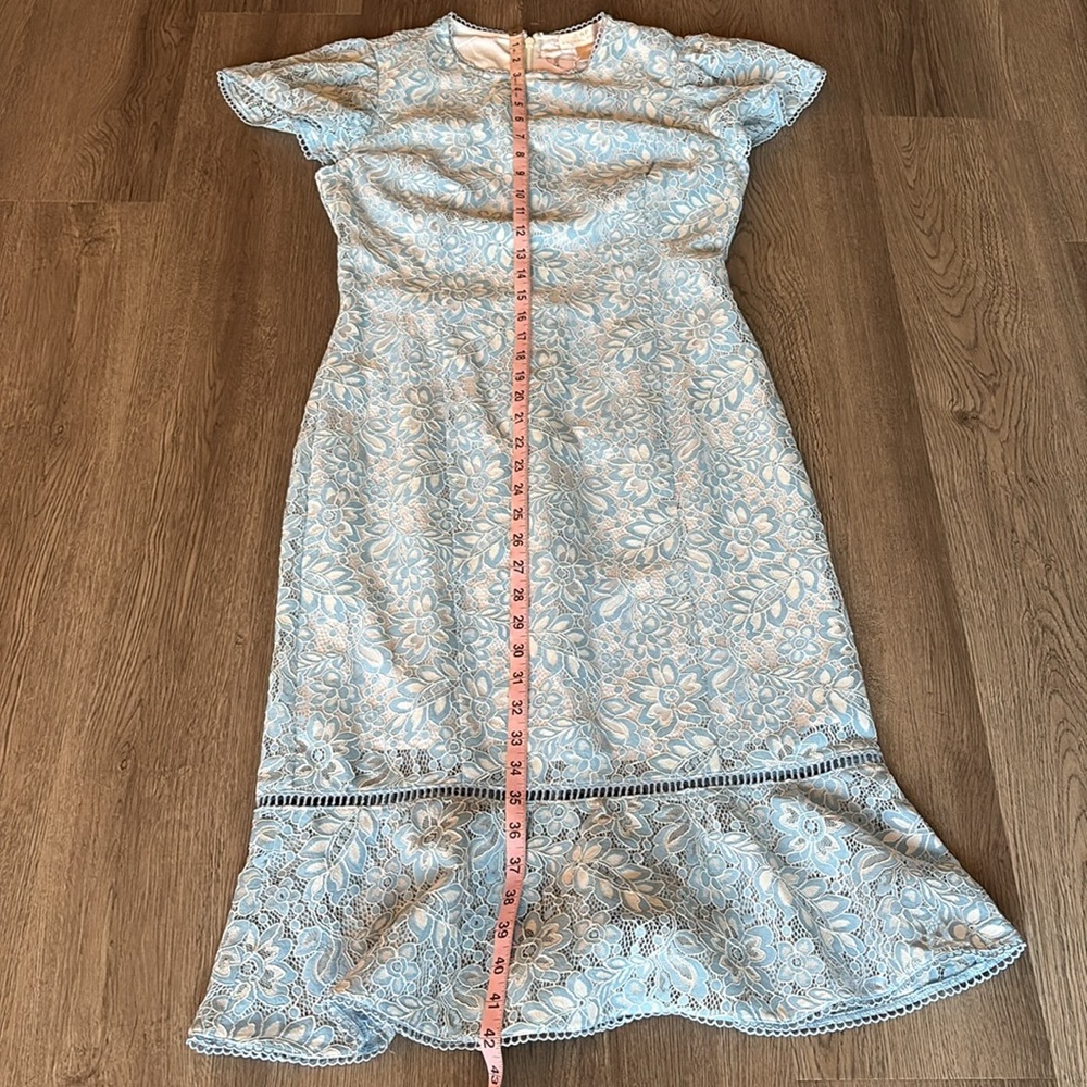 Rachel Parcell Lace Sheath with Ruffle Hem - Celeste Blue Size M - Picture 11 of 16